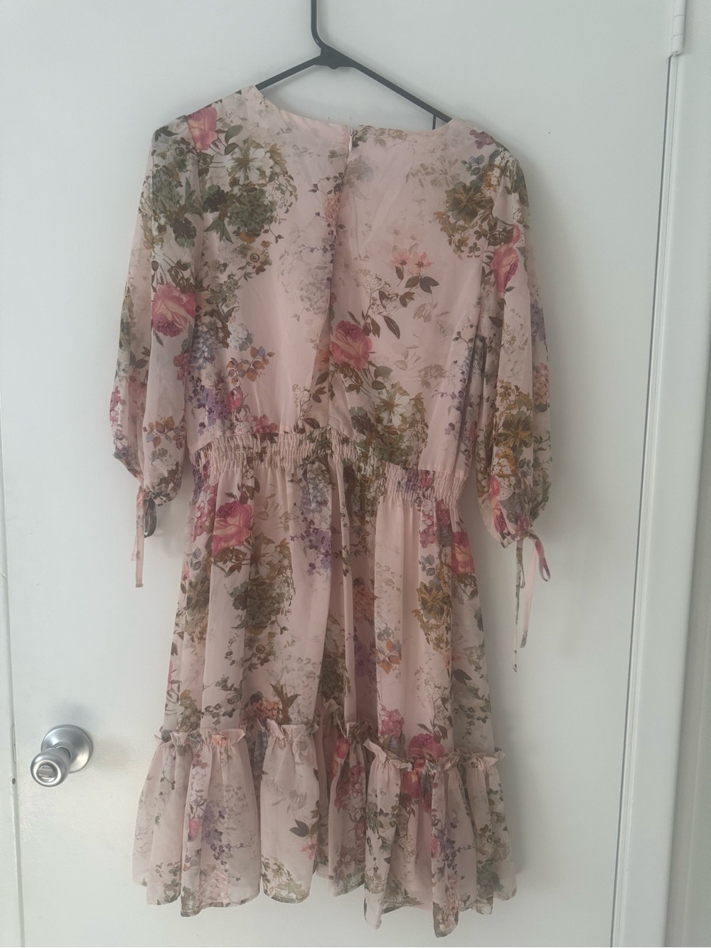 Girls Pink Floral Tiered Dress